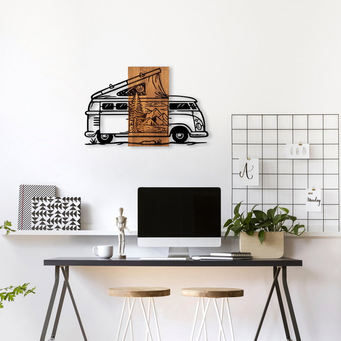 Wallity Caravan Holiday - 379 Accesorio de Pared de Madera y Metal Nogal y Negro Wallity Caravan Holiday - 379 Accesorio de Pared de Madera y Metal Nogal y Negro